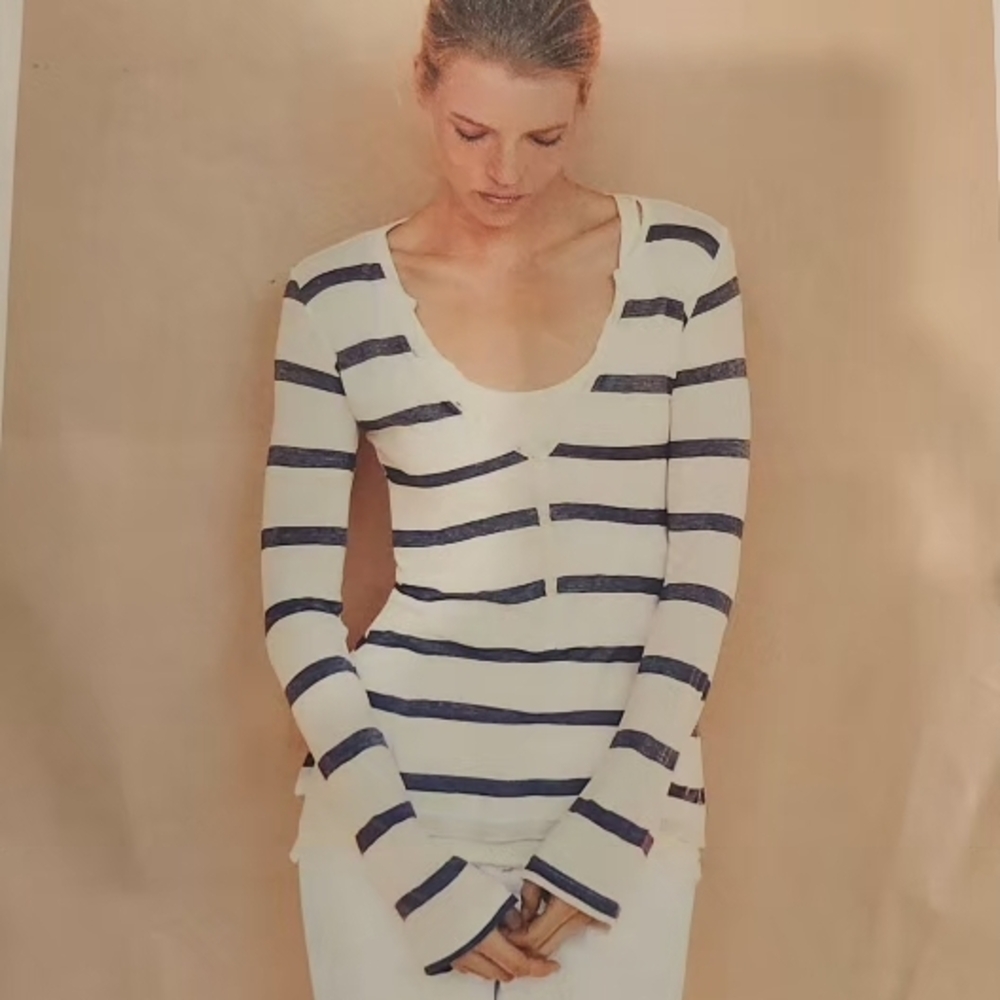 Anthropologie Vintage rare find long sleeve stripe tiny buttons S